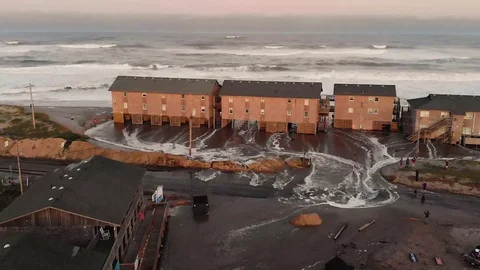 Aerial of Tidal Surge Stock Footage 119403693