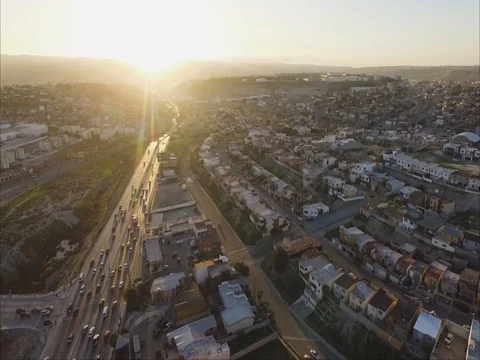 Aerial of Tijuana Neighborhood at Sunset Stock Footage