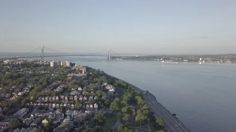 Aerial Tilt up to Bridge 스톡 동영상 77513603