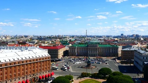 Aerial tilt down from blue sky to Saint Petersburg Russia cityscape Stock Footage 103288645