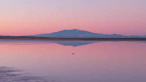 Aerial Tilt Down Diamond Salt Flats and Andes Mountain Reflection Mendoza Stock Footage 336364680
