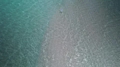 Aerial Tilt Down Over Tropical Sandbar and Clear Sea Stock Footage 346281162