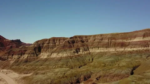 Aerial Tilt Down Scenic View Of Desert Landscape, Drone Ascending Over Mountain 動画素材 163816732