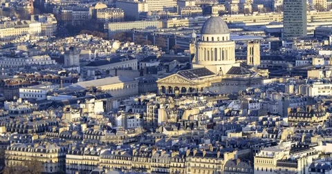 Aerial tilt up time lapse view of the Pantheon in Paris, France Stock Footage 70794704