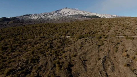 Aerial tilt up view over of  the summit of mount Etna in Sicily (Italy) Stock Footage 106398512