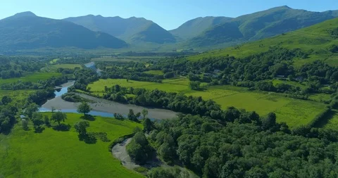 Aerial tilting down over the River Orchy in Dalmally, Argyll in the Scottish 動画素材 115499470