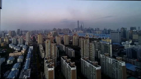 Aerial time lapse of a complete day over the Pudong district of Shanghai Stock Footage 137672023