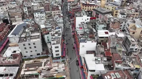 Aerial Time-lapse of Densely Packed Residential Houses in South China Villag Stock Footage 329006481