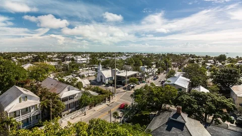 Aerial time lapse of Key West's skyline cityscape. Usa, Florida 스톡 동영상 88414805