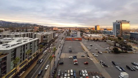 Aerial Time Lapse Lockdown Beautiful View Of City From Day To Night - Hollywood, Stock Footage 187831930