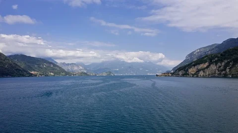 Aerial Time Lapse In Motion Or Hyperlapse General View Of Lake Como, Italy Video stock 118643289