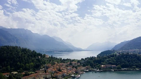 Aerial Time Lapse In Motion Or Hyperlapse Mountains On Lake Como, Italy Video stock 119005142