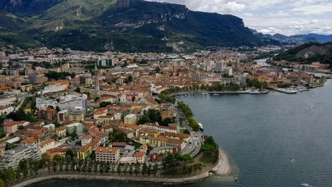 Aerial Time Lapse In Motion Or Hyperlapse Of Lake Como, Lecco City, Italy Video stock 119005330