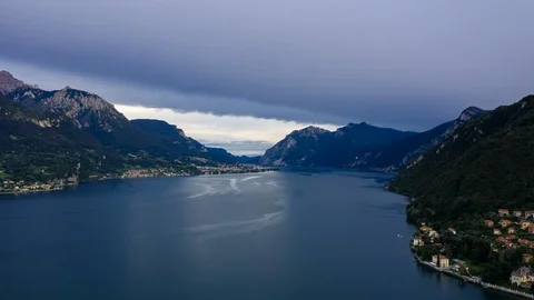 Aerial Time Lapse In Motion Or Hyperlapse General View Of Lake Como, Italy Video stock 119005419