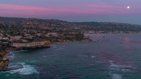 Aerial time lapse in motion at sunset in Orange County Stock Footage 78443250