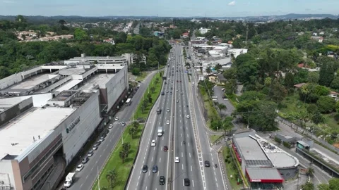 Aerial Time Lapse Over Raposo Tavares Highway By Shopping Granja Vianna, Cotia Vídeo Stock 342653085