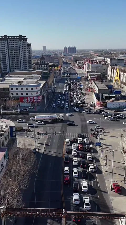 Aerial Time-lapse of Rapid Highway Traffic Flow in China Stock Footage 330100217