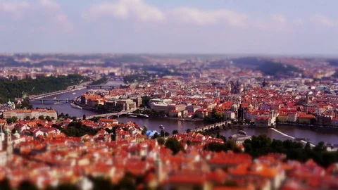 Aerial time-lapse shot overlooking city of Prague Stock Footage 82759718