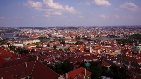 Aerial time-lapse shot overlooking city of Prague – seen from Castle Stock Footage 82780130