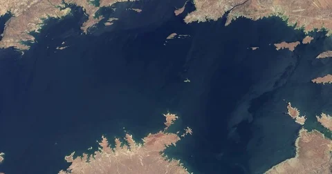 Aerial time lapse of a shrinking Lake Kariba, Zambia  Stock Footage 71136191