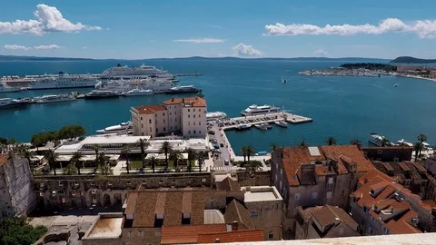 Aerial Time lapse of Split harbour, Croatia. Stock Footage 94765866