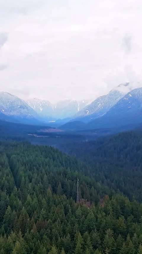Aerial time-lapse of stunning mountain landscape in winter. Taken near Vancouver Video stock 340407638