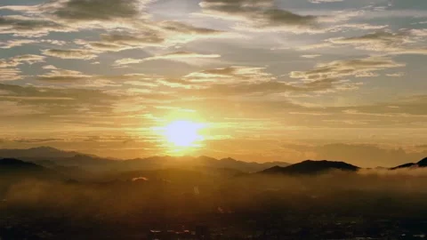 Aerial Time Lapse of Vibrant Sunset Sky with Glowing Evening Clouds Stock Footage 341909854