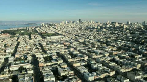 Aerial time lapse view of the districts of San Francisco, USA Stock Footage 10713357