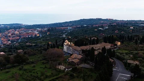 Aerial time lapse view of the hermitage of Sant'Anna in Sicily (Hyperlapse) Stock Footage 124130769