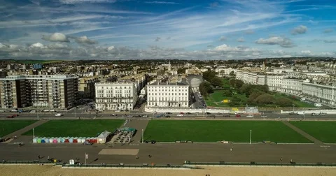 Aerial time lapse view of the regency seafront in Brighton and Hove Stock Footage 80622276
