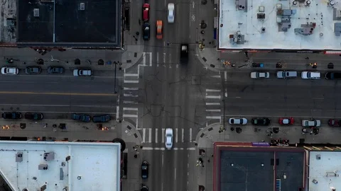 Aerial Time Lapse View of traffic at an Intersection - Dinkytown Minneapolis Stock Footage 118489059