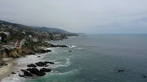 Aerial Time Lapse of Waves at Laguna Beach in California Stock Footage 151722548