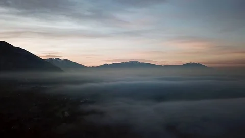 Aerial Time lapsof fog Stock Footage 91553468