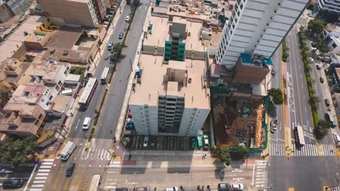 Aerial timelapse of building construction site and city traffic Stock Footage 338243586
