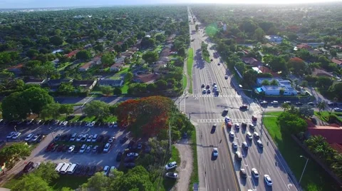 AERIAL - Timelapse of a busy intersection in Miami Stock Footage 64993958