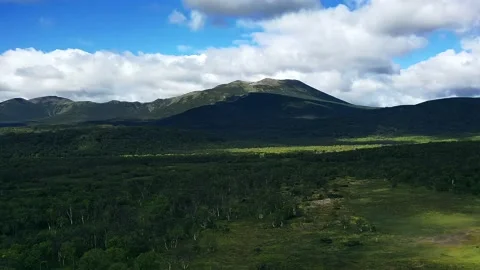 Aerial timelapse of clouds, mountain range and Kamchatka's nature. 4k, footage Stock Footage 164169333
