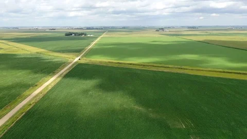 Aerial timelapse of clouds over cornfields in Iowa Stock Footage 114333105
