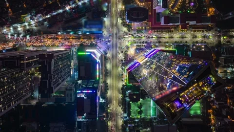 Aerial Timelapse of Evening Traffic at Intersection in Downtown Hanoi, Vietnam Stock Footage 264795231