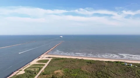 Aerial timelapse of Freeport Jetty Stock Footage 331662719