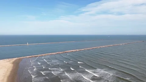 Aerial timelapse of Freeport Jetty Stock Footage 331662724