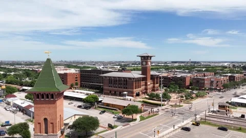 Aerial timelapse Grapevine Texas facing Harvest Hall Stock-Footage 309836442