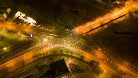 Aerial timelapse of intersection at night Video stock 147259922