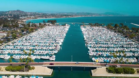 Aerial timelapse in motion or hyperlapse of Dana Point harbor with luxury boats. Stock Footage 78888472