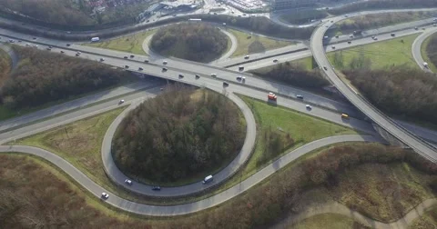 Aerial timelapse roundabout traffic Stock Footage 58844384