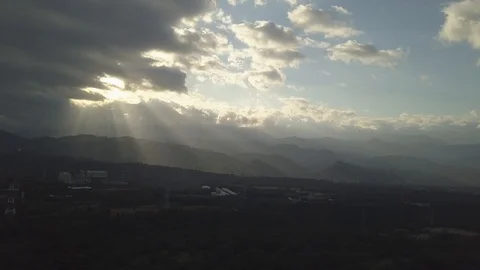 Aerial timelapse of sunlight through clouds,Taiwan Stock Footage 121517664