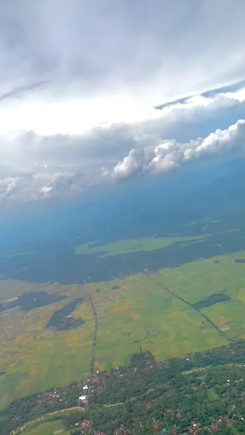 Aerial Timelapse View From Airplane Window Above Green Landscape Stock Footage 336685395