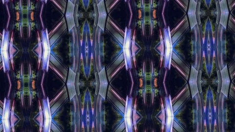 Aerial timelapse view of traffic on freeway at night. Kaleidoscopic effect. Stock Footage 72687298