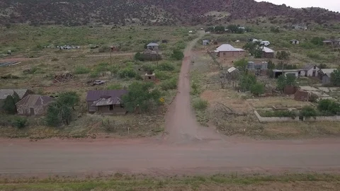 Aerial of a tiny ghost town in New Mexico Stock Footage 111861558