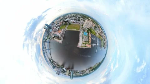 Aerial tiny planet Downtown Jacksonville Florida 2026 Video stock 337917108