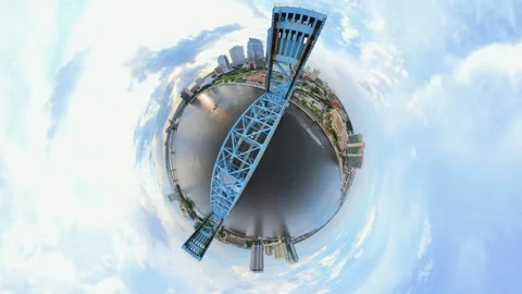 Aerial tiny planet Downtown Jacksonville Florida 2026 Video stock 337917112